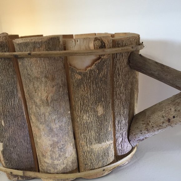 Planter Wood Natural Watering Can Shape - Picture 2 of 12